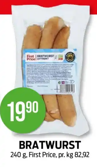Kiwi FIRST PRICE Bratwurst tilbud
