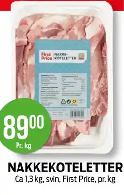 Kiwi FIRST PRICE Nakkekoteletter tilbud