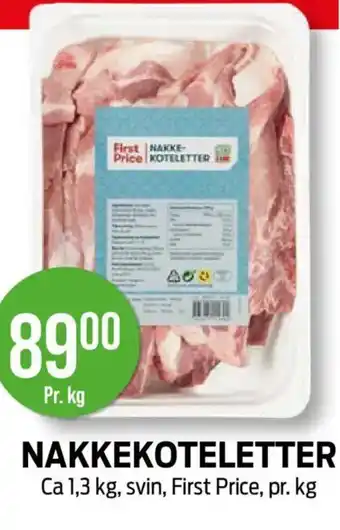 Kiwi FIRST PRICE Nakkekoteletter tilbud