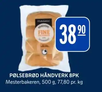 Rema 1000 MESTERBAKEREN Pølsebrød håndverk 8pk tilbud