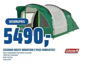 Coop Obs COLEMAN Rocky mountain 5 plus familietelt tilbud