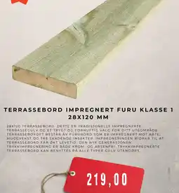 Montér Terrassebord impregnert furu klasse 1 28x120 mm tilbud