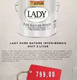 Montér Lady pure nature interiørbeis hvit tilbud