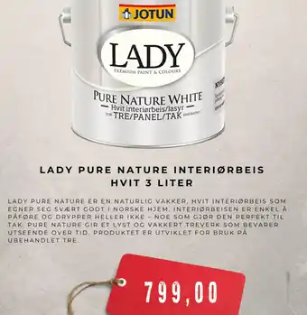 Montér Lady pure nature interiørbeis hvit tilbud