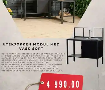Montér Utekjøkken modul med vask sort tilbud