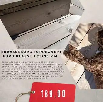 Montér Terrassebord impregnert furu klasse 1 21x95 mm tilbud