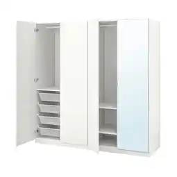 IKEA Pax / fardal/Åheim Garderobekombinasjon, hvit høyglans/hvit speil, 200x60x201 cm tilbud