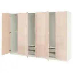 IKEA Pax / fardal Garderobekombinasjon, hvit/høyglans lys oransje, 300x60x201 cm tilbud