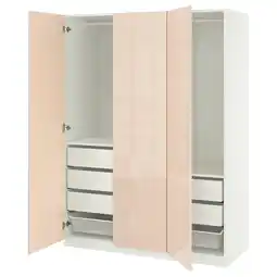 IKEA Pax / fardal Garderobekombinasjon, hvit/høyglans lys oransje, 150x60x201 cm tilbud