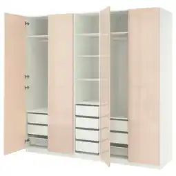 IKEA Pax / fardal Garderobekombinasjon, hvit/høyglans lys oransje, 250x60x236 cm tilbud