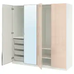 IKEA Pax / fardal/Åheim Garderobekombinasjon, hvit høyglans/lys oransje speil, 200x60x201 cm tilbud
