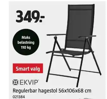 Jula EKVIP Regulerbar hagestol tilbud