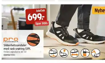 Jula Sikkerhetssandaler med rask snøring tilbud