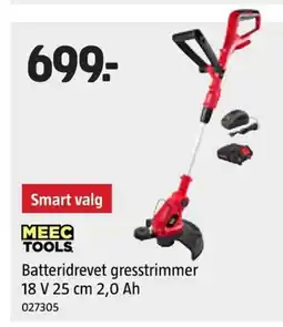 Jula MEEC TOOLS. Batteridrevet gresstrimmer 18 V 25 cm 2,0 Ah tilbud