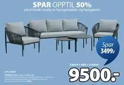 JYSK KIRKENES 2 bord + sofa + 2 stoler - grå tilbud