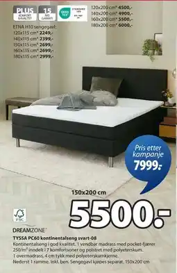 JYSK TYSSA PC60 kontinentalseng svart-08 tilbud