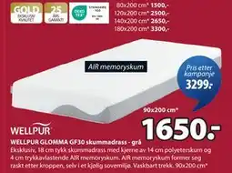 JYSK WELLPUR GLOMMA GF30 skummadrass - grå tilbud