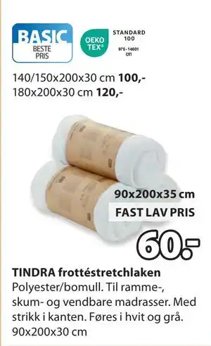 JYSK TINDRA frottéstretchlaken tilbud