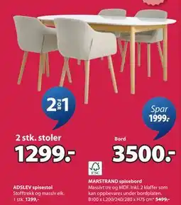 JYSK ADSLEV spisestol tilbud