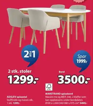 JYSK ADSLEV spisestol tilbud