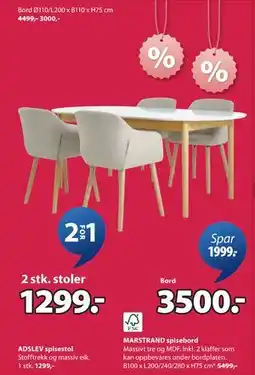 JYSK MARSTRAND spisebord tilbud