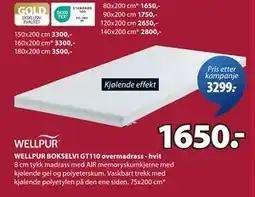 JYSK WELLPUR BOKSELVI GT110 overmadrass - hvit tilbud