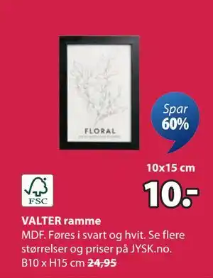 JYSK VALTER ramme tilbud