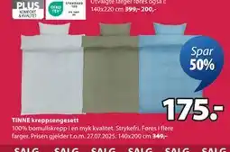 JYSK TINNE kreppsengesett tilbud