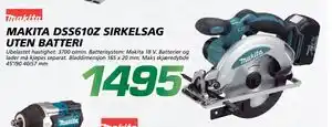 Coop Byggmix MAKITA DSS610Z SIRKELSAG UTEN BATTERI tilbud