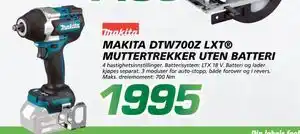 Coop Byggmix MAKITA DTW700Z LXT MUTTERTREKKER UTEN BATTERI tilbud