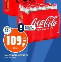 Coop Obs COCA-COLA UTEN SUKKER 8 STK tilbud