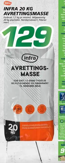 Coop Byggmix INFRA 20 KG AVRETTINGSMASSE tilbud