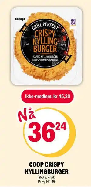 Coop Extra COOP CRISPY KYLLINGBURGER tilbud