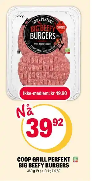 Coop Extra COOP GRILL PERFEKT BIG BEEFY BURGERS tilbud