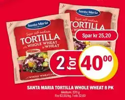 Coop Extra SANTA MARIA TORTILLA WHOLE WHEAT 8 PK tilbud