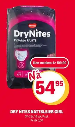 Coop Extra DRY NITES NATTBLEIER GIRL tilbud