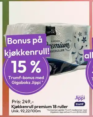 Gigaboks Kjøkkenrull premium 18 ruller tilbud