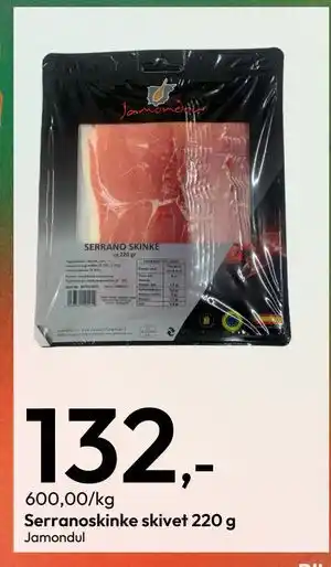 Gigaboks Serranoskinke skivet 220 g tilbud
