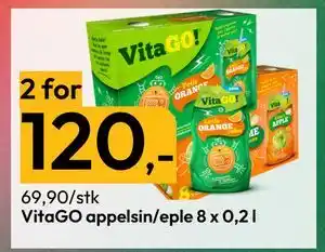 Gigaboks VitaGO appelsin/eple 8 x 0,2 l tilbud