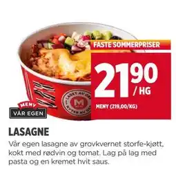 Meny LASAGNE tilbud