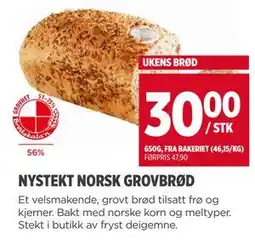 Meny NYSTEKT NORSK GROVBRØD tilbud