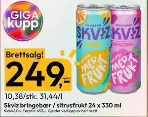 Gigaboks Skviz bringebær / sitrusfrukt 24 x 330 ml tilbud