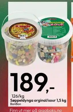 Gigaboks Søppeldynga orginal/sour 1,5 kg tilbud
