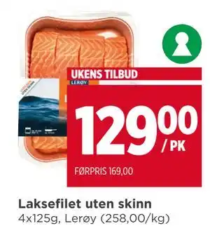 Meny Laksefilet uten skinn tilbud