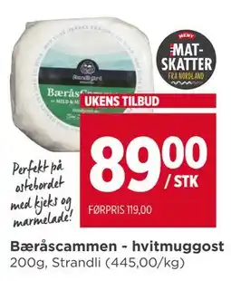Meny Bæråscammen - hvitmuggost tilbud