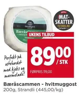 Meny Bæråscammen - hvitmuggost tilbud