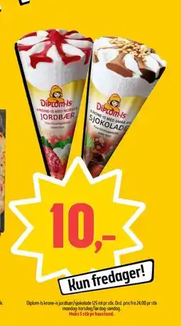 Coop Prix Diplom-Is krone-is jordbær/sjokolade tilbud