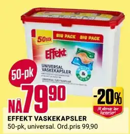 Europris EFFEKT VASKEKAPSLER tilbud