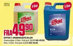 Europris EFFEKT GRØNNSÅPE/KLOR tilbud