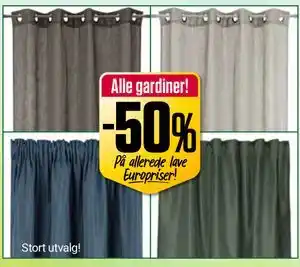 Europris Alle gardiner! tilbud